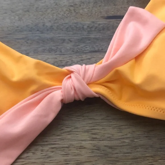aerie orange and Pink Knot Front Bikini Top - Picture 2 of 8